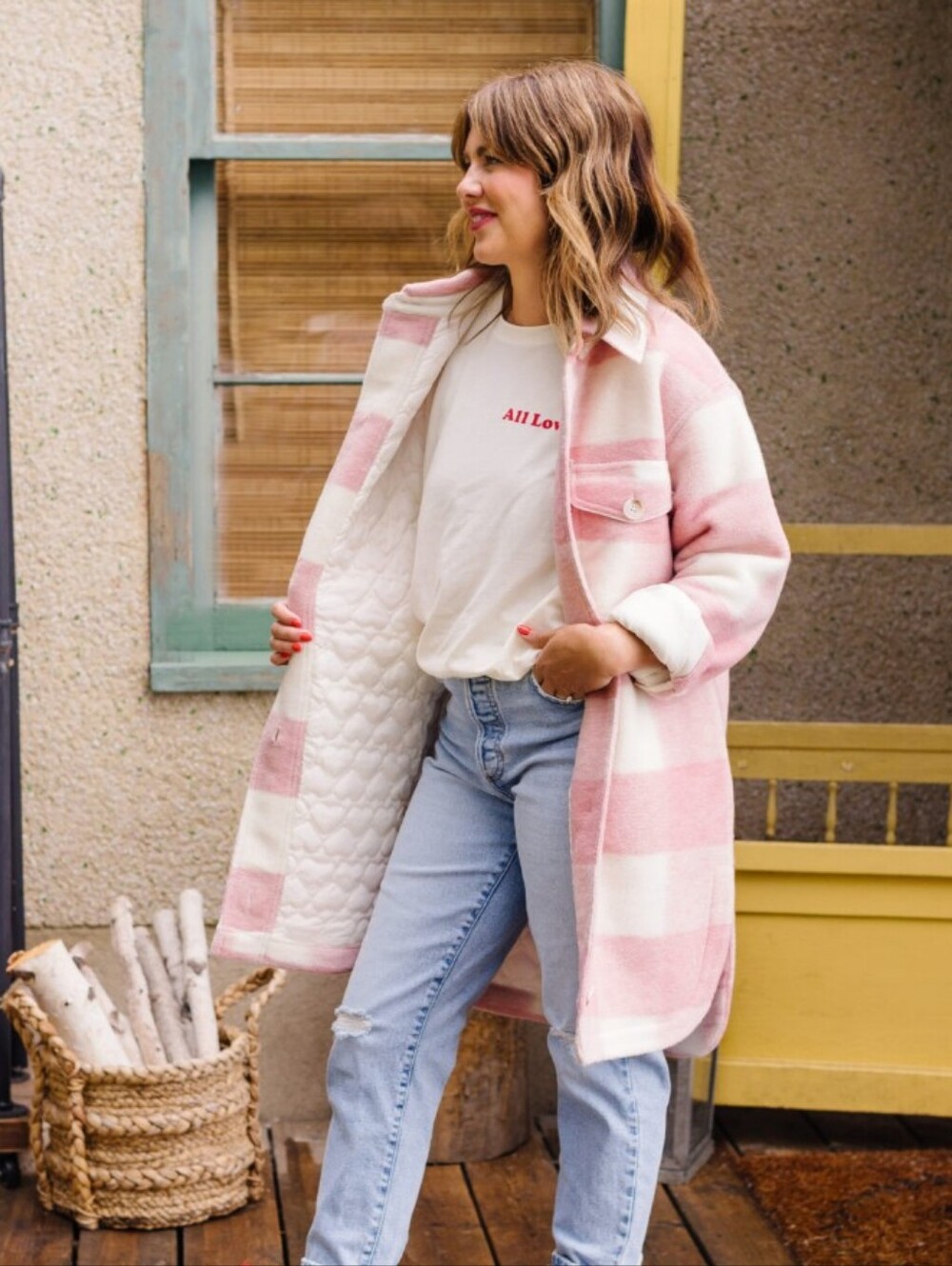 Jillian Harris x Joe Fresh Pink Plaid Shacket [M]
